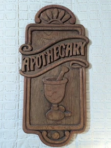 Letrero de boticario de madera tallada a mano mortero y mortero rústico estilo vintage pared... - Imagen 1 de 13