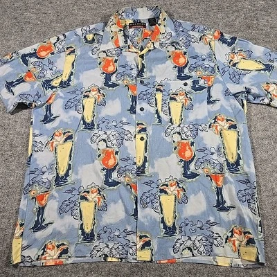 John Henry Viva Tropical Hawaiian Shirt Mens Large Aloha Cocktails Floral  - Image 1 of 4