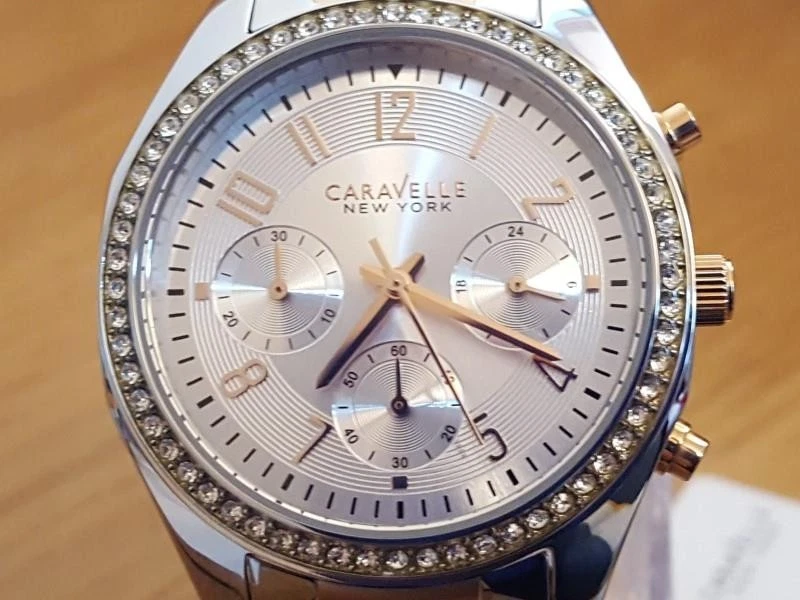 Ladies Bulova Caravelle New York Melissa 2-t Rose-Gold 45L148 Glitz Chrono Watch - Image 1 of 4
