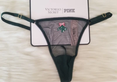VICTORIA'S SECRET COQUETA MALLA AJUSTABLE TANGA EN V PANTY MUÉRDAGO VERDE GRANDE Foto 1 de 4