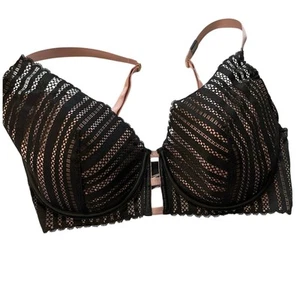 Victorias Secret 38DD Black Lace Pink Bra Push Up NWT - Picture 1 of 9