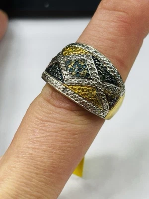 TJC gilded silver and multicoloured diamonds ring UK size Q new with tag - Image 1 of 4