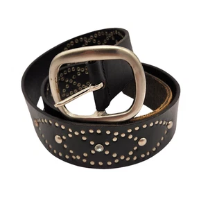 Linea Pelle Belt Black Genuine Leather Buckle Studded Women's Size M India - Picture 1 of 12