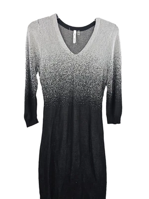 Vestido para mujer NY Collection plateado negro metálico manga 3/4 liso cambio grande Foto 1 de 4