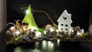 Weihnachtsgesteck Tischgesteck Weihnachtskranz Advent Winter Deko Keraflott 🎄 - Bild 1 von 4