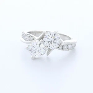 2.5CT Natural Diamonds G/VS1 Round Cut Platinum Four-Prong Bypass Two Stone Ring - Picture 1 of 15