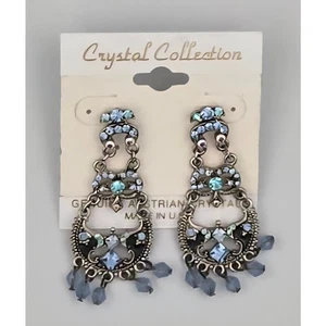 Pendientes Araña Azul Colección Cristal Genuino Austriaco Pendientes - Imagen 1 de 6