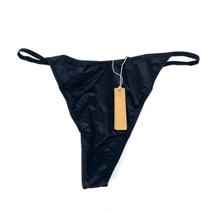 Skims Satin Dipped Thong Size XL Onyx High-Cut String T-Back Lightweight New - Picture 1 of 9