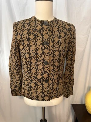 Blazer Rena Rowan. Negro/Dorado. Botón abajo. Talla 6. Elegante. Hombreras. Forrado.  Foto 1 de 4