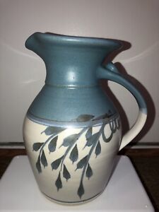 Emerson Creek Pottery pitcher, Bedford, VA - 9” Tall Blue Cream Pre-Owned