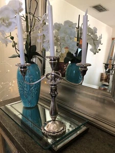 Wallace Baroque Twister Candelabra Silver plated With Flameless Candles - Picture 1 of 11