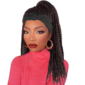 Braid Headband Wig Brown Braided Wigs for Black Women Synthetic Box Braid Wig wi - Picture 1 of 8