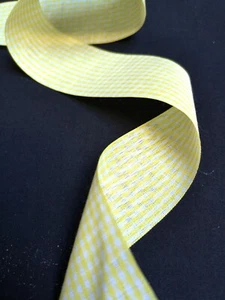 1M Yellow Gingham Check Woven Ribbon 38mm 1/16 inch - Picture 1 of 3