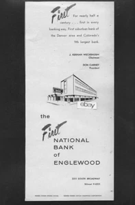 FIRST NATIONAL BANK OF ENGLEWOOD, COLORADO 1959 THE FIRST 1/2 CENTURY AD - Bild 1 von 1
