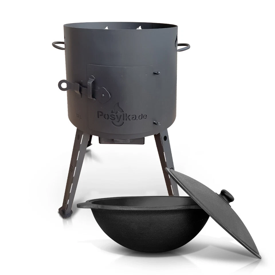 Feuerofen Ø 40 cm 2 mm Stahl Utschak Uchag mit Usbekische Kazan 12 L Казан Учаг - Bild 1 von 1