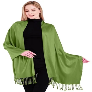 Scialle CJ Apparel verde tinta unita secondi sciarpa stola avvolgente lancio pashmina *NUOVO* - Foto 1 di 12