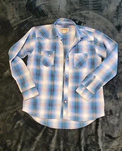 Red River Outfitters Jugend Jungen XXL blau kariert Western Pearl Snap Hemd - Bild 1 von 4