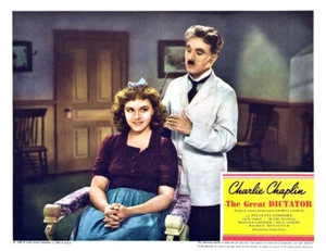 CHARLIE CHAPLIN Con CARRETERA GODDARD EN EL GRAN DICTADOR 11x14 LC Impresión 1940 - Imagen 1 de 1