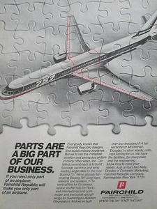 10/1980 PUB FAIRCHILD REPUBLIC BOEING 757 WING FLAPS SPOILERS PUZZLE ORIGINAL AD - Imagen 1 de 1