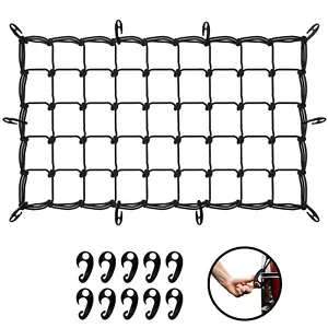 Mockins Black Heavy Duty 20" X 36" Bungee Cargo Net Stretches to 42" X 74" - Foto 1 di 8
