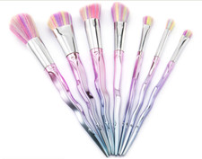 7PCS UNICORN PINK DIAMOND TWIST MAKEUP BRUSH SET FOUNDATION EYE FACE CASE KIT UK