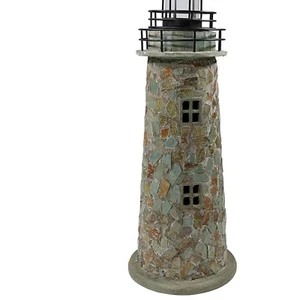 Elegant 35-Inch Cobblestone Lighthouse Solar LED Accent for Decks and Lawns - Picture 1 of 12