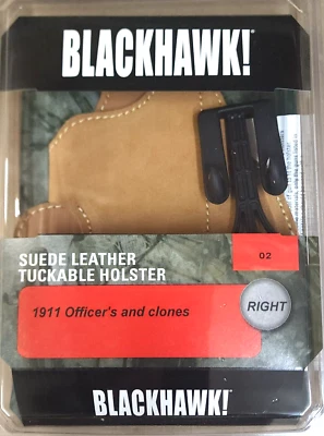 BLACKHAWK Colt 1911 Officers Defender Suede Leather IWB Tuckable RH ITP Holster - Image 1 of 4
