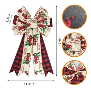 Large Christmas Bows for Wreaths Buffalo Plaid Decorative Wreath Bow for Fron... - Picture 1 of 5