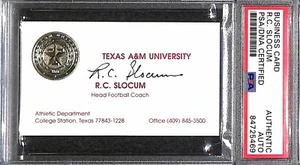 RC Slocum "Texas A&M Aggies 3* Champs HOF" Autographed Signed Business Card PSA - Picture 1 of 3