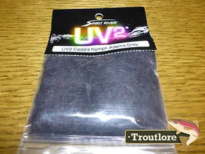 ADAMS GREY UV2 CADDIS & NYMPH DUBBING SPIRIT RIVER - NEW FLY TYING DUB MATERIALS - Picture 1 of 5