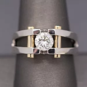 Stunning Men's 1.03ct Diamond Solitaire Ring in Two Tone 14k White & Yellow Gold - Picture 1 of 11