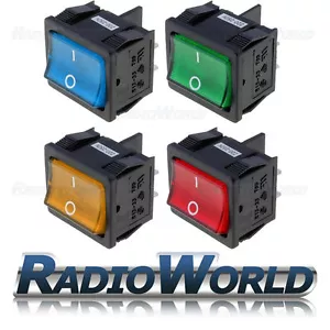 6a 250V ON-OFF Rectangle Rocker Switch Illuminated Blue Green Amber Red Pannel - Picture 1 of 5