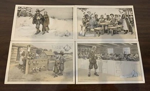 Lot of 4 Vintage Walk-Over Shoes Advertising Postcards, Pilgrims, Plymouth, DB 2 - Picture 1 of 10