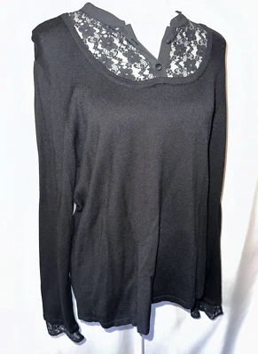 Nuevo Suéter Apt 9 Para Mujer Talla XL Panel de Encaje Abotonado Suave Manga Larga Cuello en V Foto 1 de 4