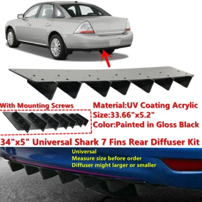 34x5" Universal Rear Diffuser Shark 7 Fin Kits Fit For 2008-2009 Mercury Sable Foto 1 de 4
