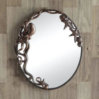 SPI Home 51009  Octopus Oval Wall Mirror Hanging Coastal Nautical Beach Decor - Image 1 of 3