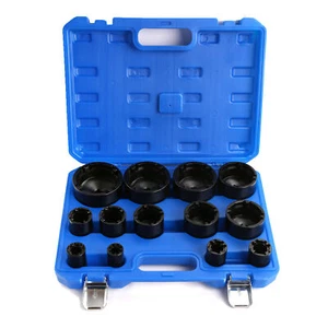 Juego de 13 tuercas de bloqueo ranuradas de accionamiento de 1/2" con dientes internos tamaño 18 mm-80 mm - Imagen 1 de 5