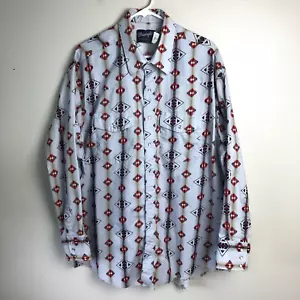 Vintage Wrangler Shirt Mens 2X Aztec Western Pearl Snap Button Front Brushpopper - Picture 1 of 12