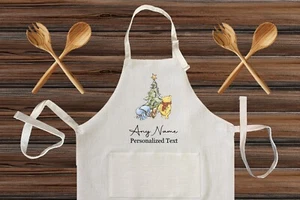Delantal de cocina Winnie the Pooh & Piglet diseño de dibujos animados personalizado de lino - Imagen 1 de 5