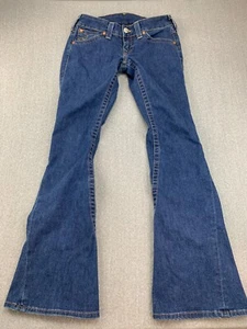 True Religion Y2K USA Women 28 Joey Low-Rise Flare Jeans Flap Pocket Medium Wash - Picture 1 of 20