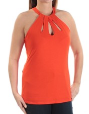 INC $40 Womens New 1524 Orange Cut Out Jewel Neck Casual Top L B+B