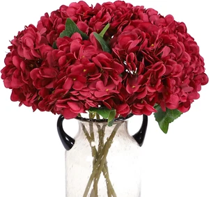 Fake Flowers 6Pcs Vintage Artificial Silk Hydrangea Flowers Bouquets Faux Hydran - Picture 1 of 13