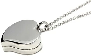 Heart Pill Necklace - Polished Heart Locket with Strong Magnetic Closure SILVER - Picture 1 of 3