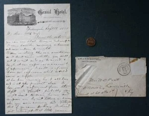 Logansport Indianapolis Indiana William D. Pratt handschriftlicher Grand Hotel Brief- - Bild 1 von 1