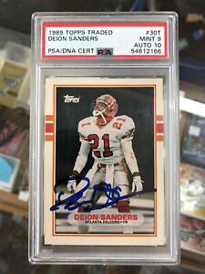 1989 Topps Traded - #30T Deion Sanders Signed Rookie - PSA 9 AUTO 10