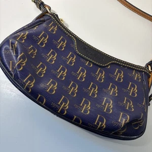 Dooney & Bourke Patty Pouchette Navy And Gold 1975 Signature Demi Handbag Purse - Picture 1 of 13