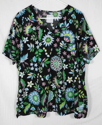 Women's Medcouture Multicolor Floral Medical Scrub Top 2XL. Lightweight, Stretch - Image 1 of 4