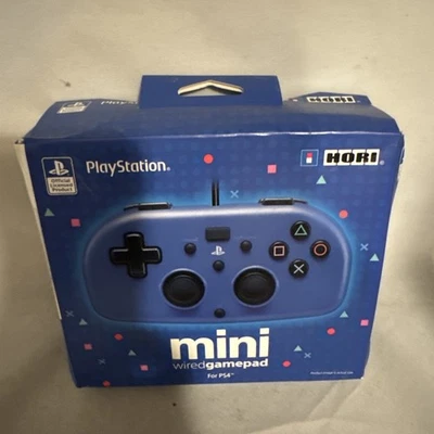 Hori PS4 迷你有线手柄控制器蓝色 PlayStation 全新打开 *损坏盒* — 第 1/4 张图片