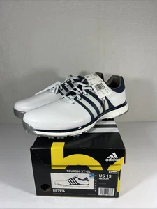 Adidas Tour 360 XT-SL Spikeless Golf Shoes White Navy Leather BB7914 Men Sz 13 - Picture 1 of 10