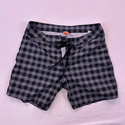 Sundek Swim shorts mens 32 gray plaid check drawstring mesh lined beach resort - Image 1 of 4
